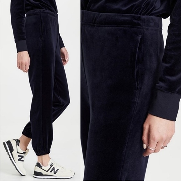 Nili Lotan Lyvia Luxe Velour Jogger Sweatpants Navy Women’s Size Small Casual - Picture 4 of 12